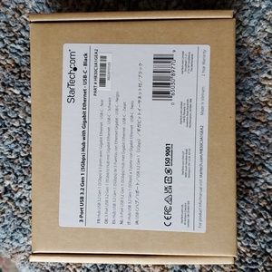 Startech 3 port USB 3.2 gen 1 (5gbps) hub w gigabit ethernet usb-c silver black